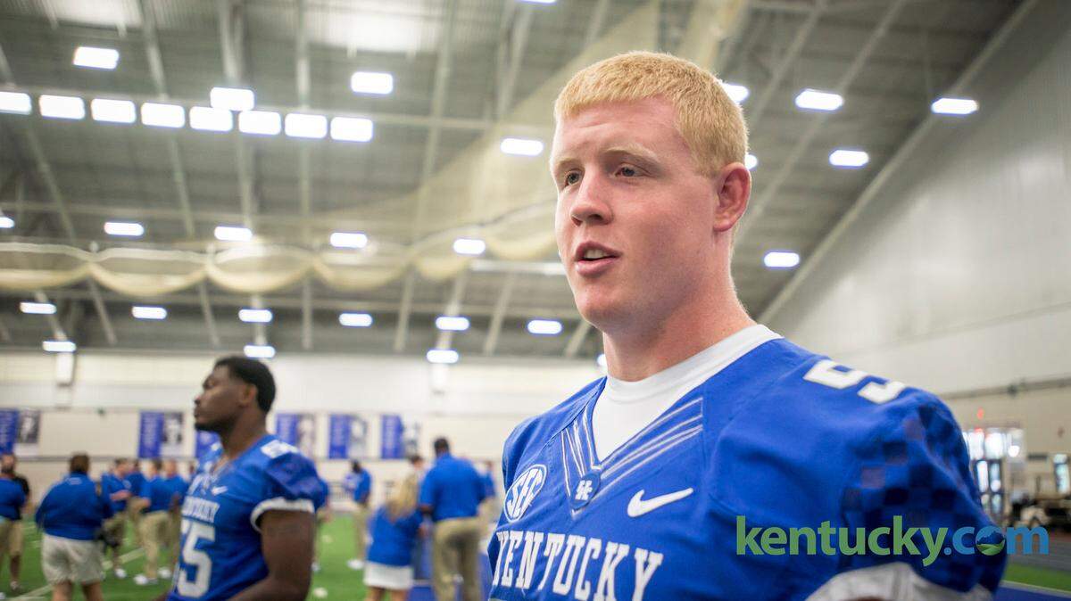 UK long snapper Kelly Mason talked to reporters.