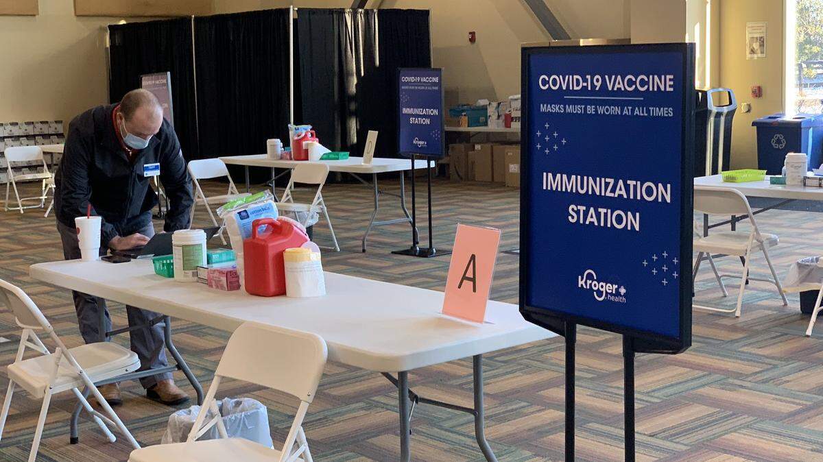 The Alltech Arena at the Kentucky Horse Park in Lexington was ready Tuesday morning for the first patients who signed up for appointments at the new COVID-19 vaccination center.