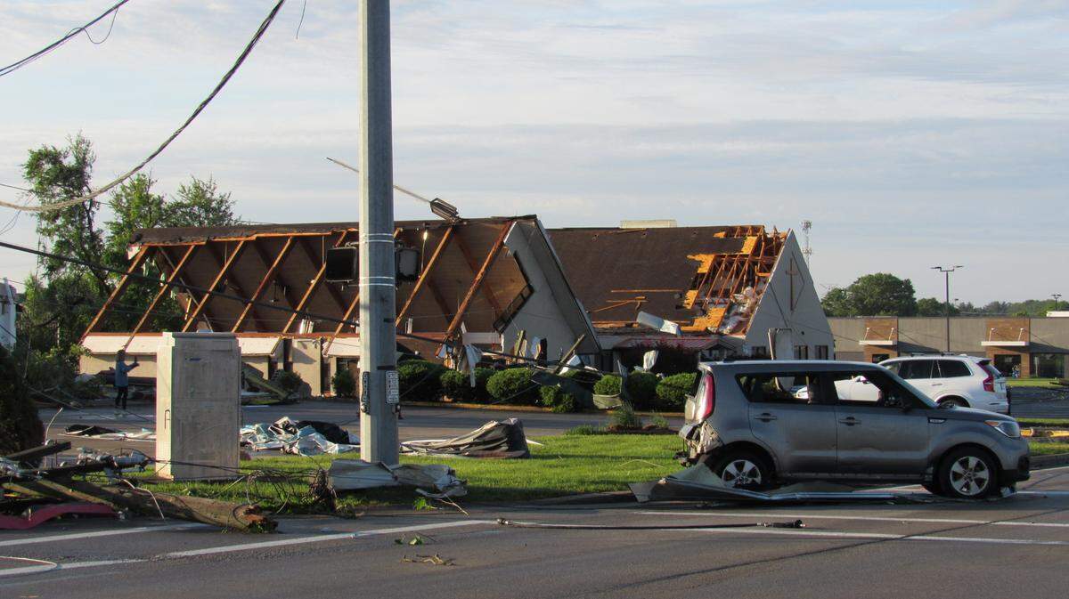 A Lutheran church was damaged at the intersection of U.S. 27 and Parkers Mill Road in Somerset after significant overnight storms May 17, 2025.
