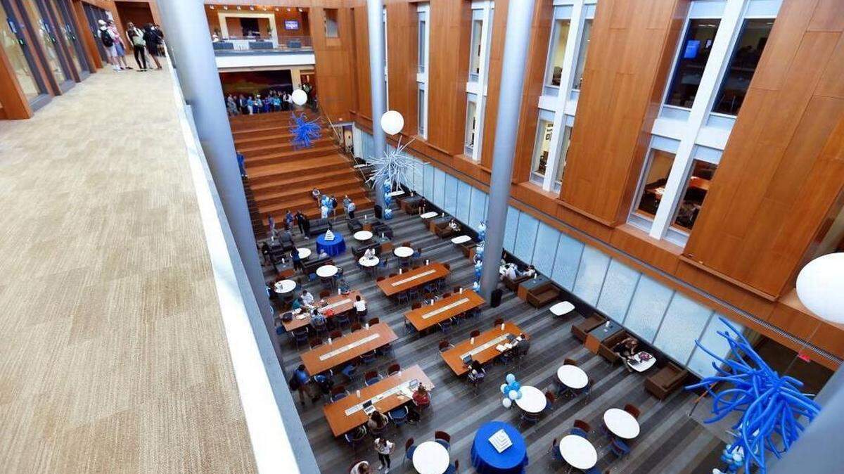 Pizza magnate John Schnatter gave $2 million to the UK Gatton College of Business to name the atrium after him. The $65 million renovation opened in 2016.
