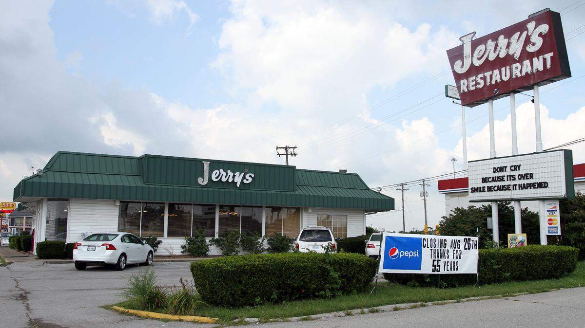 The sign outside Jerry's in Mount Sterling reads, "Don't cry because it's over, smile because it happened." The restaurant is closing its doors on Wednesday.