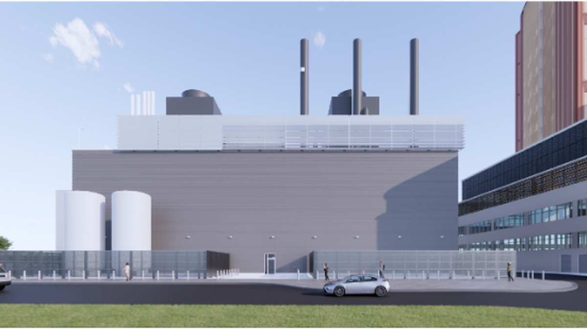A rendering of the central utility plant for expanding the University of Kentucky Albert B. Chandler Hospital.
