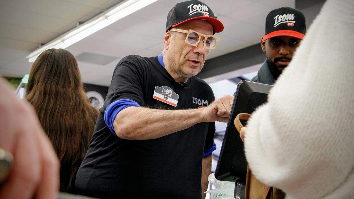 Father Jim Sichko, a papal missionary of mercy based in Lexington, spent the day paying for people’s groceries in flood-stricken Isom, Ky., Wednesday, Dec. 31, 2025.