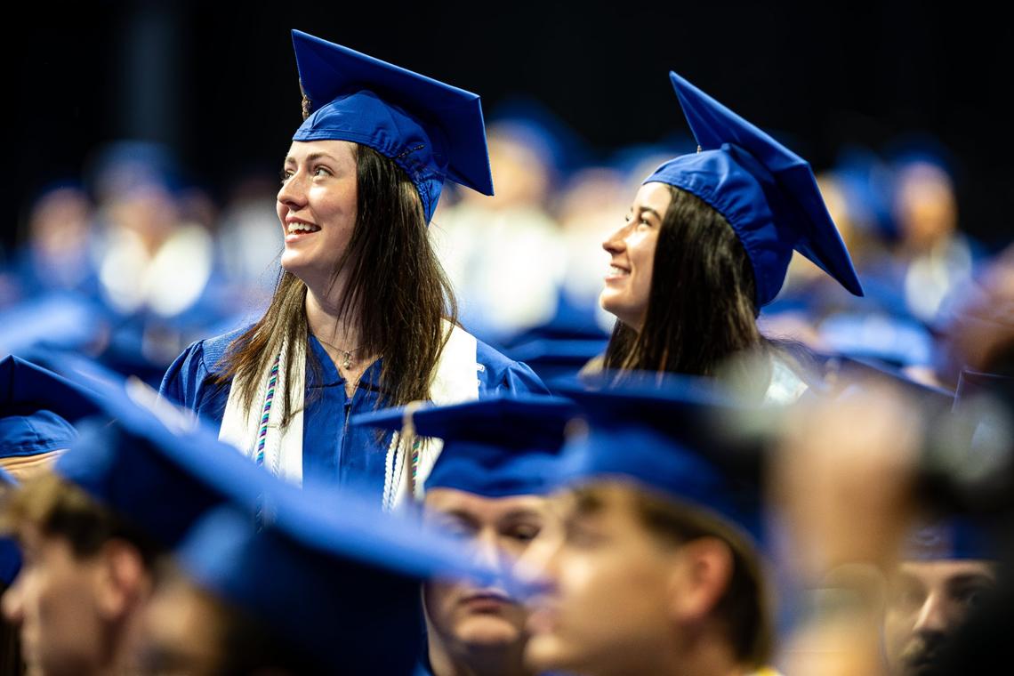 UK grads recognized as the first graduates in their families during the first of two UK graduation ceremonies at Central Bank Center on May 9, 2025, in Lexington, Ky.