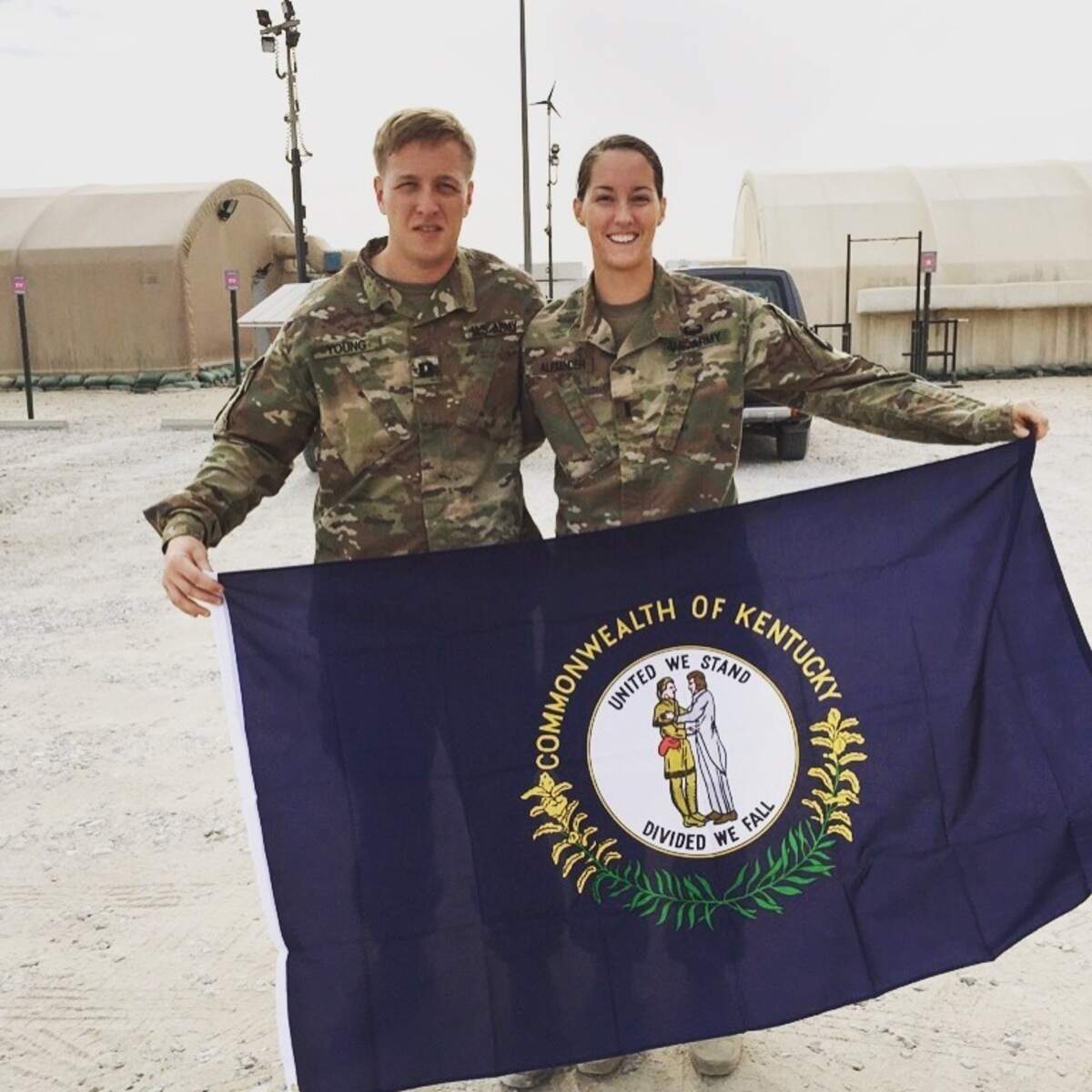 New Morehead State women’s basketball coach Jackie Alexander, right, with Captain Robert Young while deployed with the U.S. Army in Iraq in 2016 for Operation Inherent Resolve. Alexander, a former girls basketball star at Rockcastle County High School, served almost four years on active duty in the Army prior to going into college coaching.
