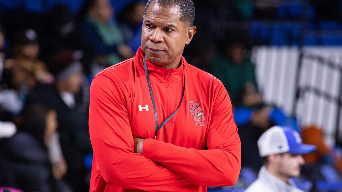 Scott County Cardinal Head Coach Sean Woods during the girls and boys doubleheader high school basketball game at Historic Memorial Coliseum on Jan. 23, 2026, in Lexington, Ky.