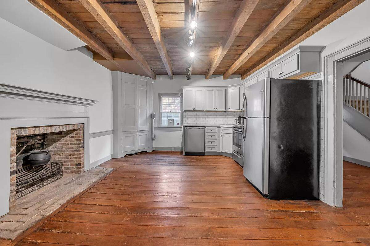 The adjoining kitchen and dining room in the Rankin House.