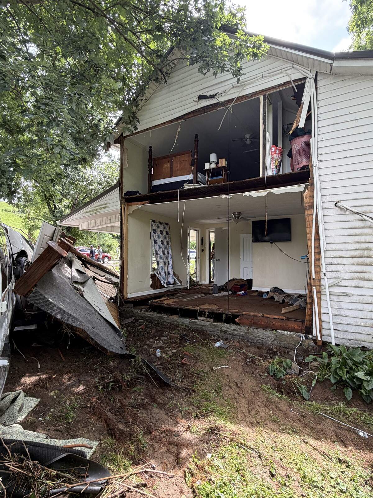 A home on Tates Creek Road in Madison County is missing an entire wall.