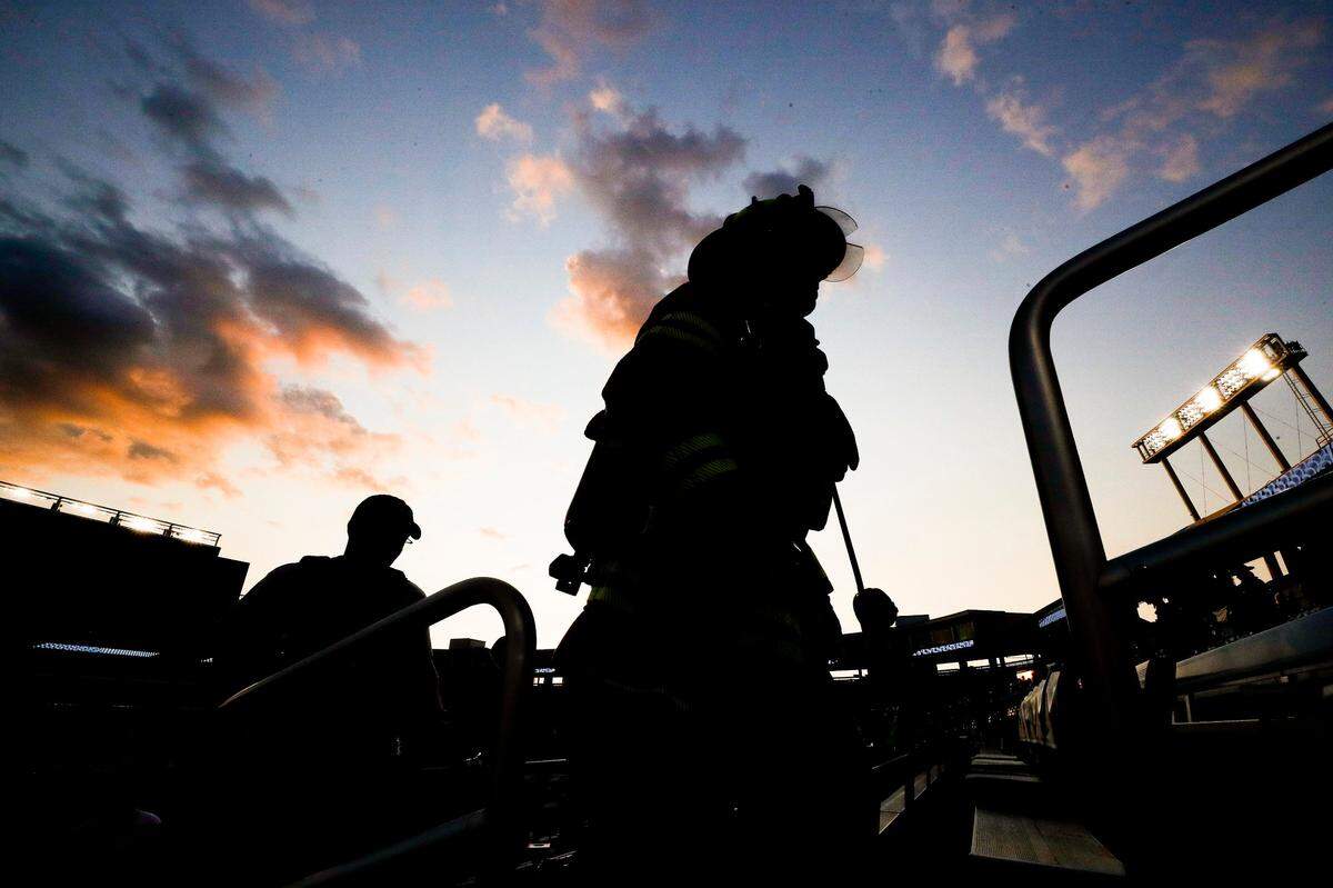 A Lexington firefighter participated in a 9/11 Memorial Stair Climb at Kroger Field in Lexington Thursday.