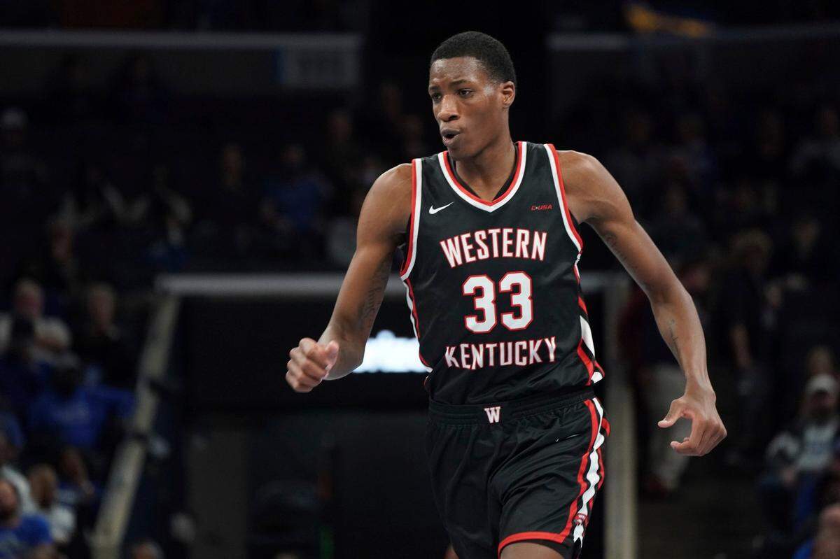 Since becoming a starter eight games ago, Western Kentucky 7-foot-5 center Jamarion Sharp (33) is averaging 10 points a contest, 8.9 rebounds, 5.1 blocked shots, shooting 77 percent (37-of-48) on field-goal tries — and Western (8-4) is 7-1 in those games.