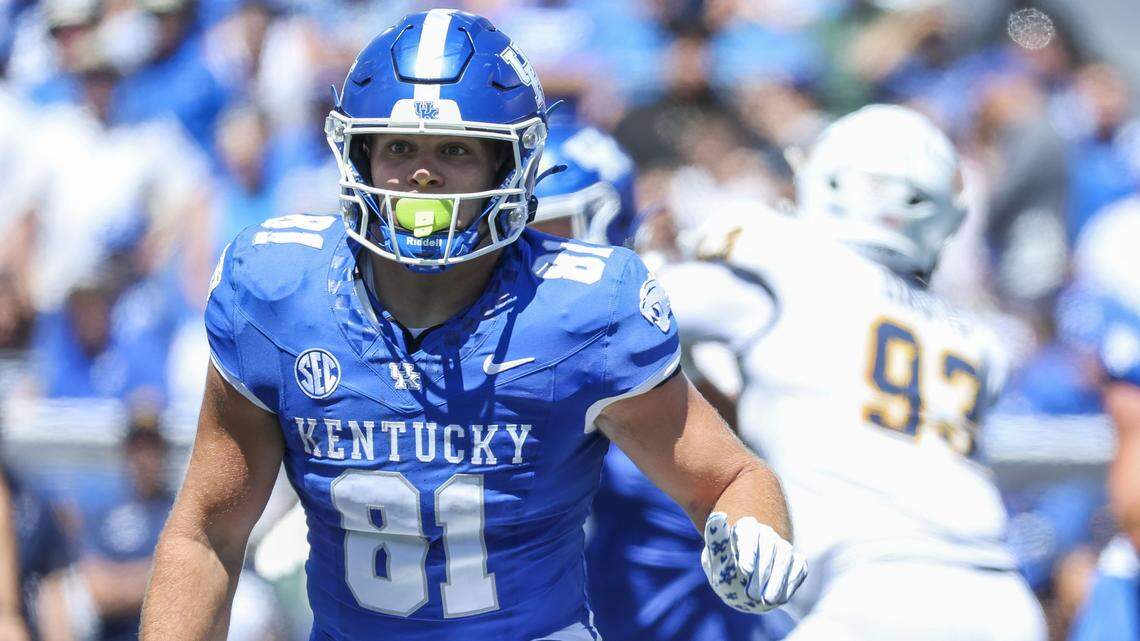 Kentucky tight end Willie Rodriguez (81) was targeted five times by UK quarterbacks in last week’s 30-23 loss to Ole Miss and had one catch for nine yards.