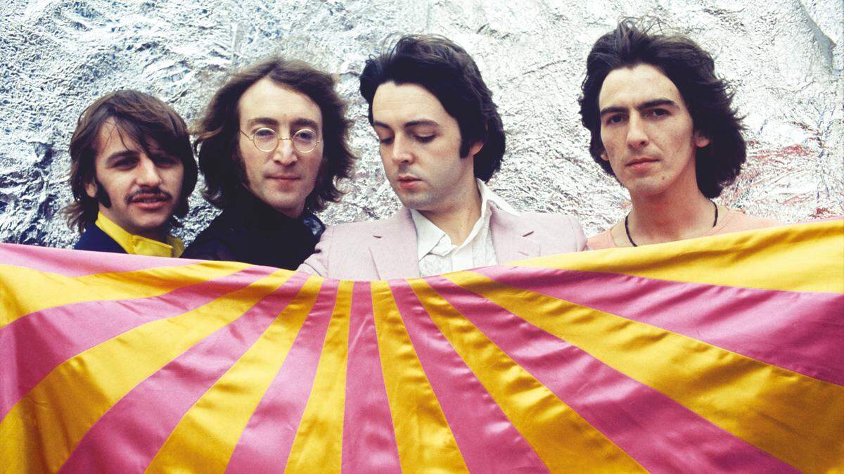 Ringo Starr, John Lennon, Paul McCartney, and George Harrison in a promotional photo for the release of “The Beatles.”