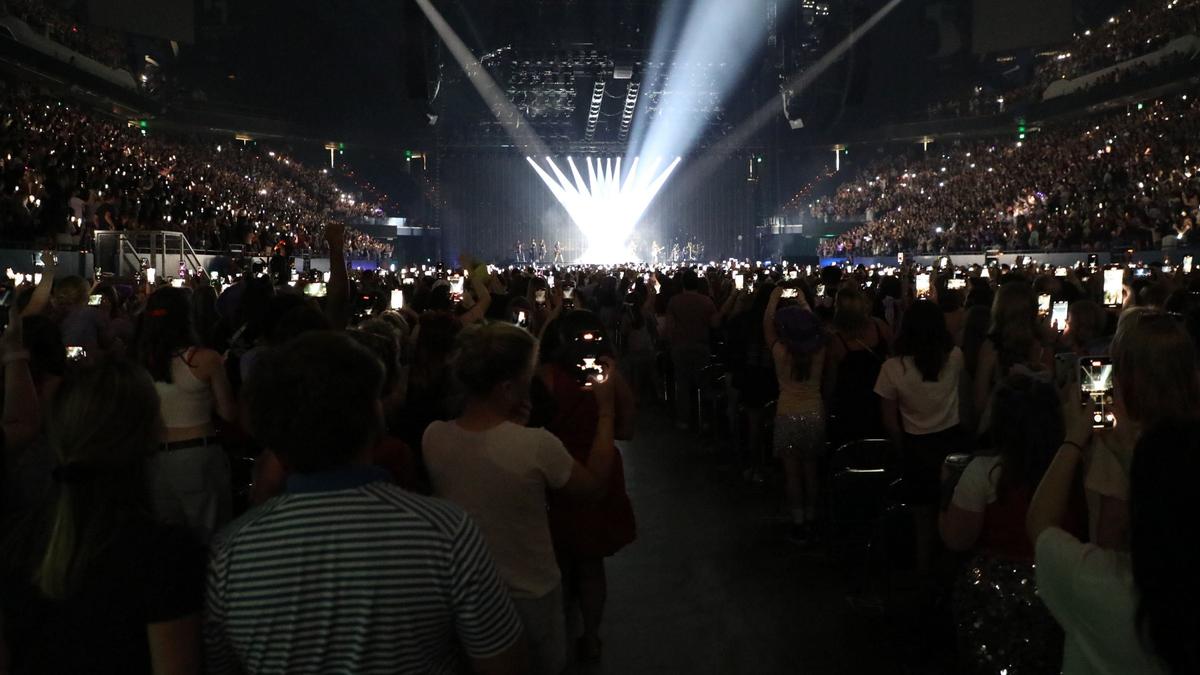 Cheers erupt as American singer-songwriter and actress Olivia Rodrigo’s concert starts at Rupp Arena on July 24, 2024, in Lexington, Ky.