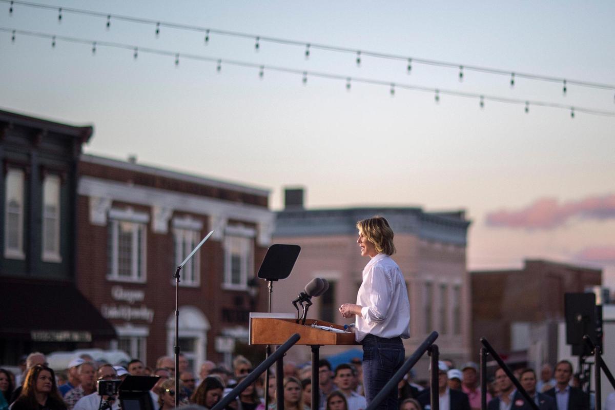 Kelly Craft speaks at her Campaign Kick Off for Governor of Kentucky outside the Barren County Courthouse in Craft’s hometown of Glasgow, Ky., on Tuesday, Sept. 13, 2022.