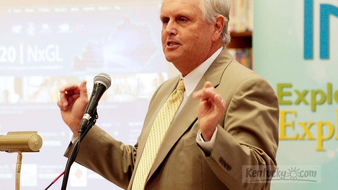 Education Commissioner Terry Holiday addressed an audience of students, faculty, staff and visitors from the state, University of Kentucky and media during an unveiling event at  Woodford Co. High School in Versailles, Ky., on Wednesday, Aug.  24, 2011.