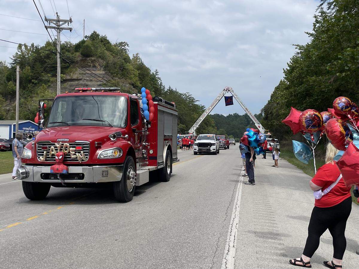 Law enforcement agencies and first responders led the funeral procession for 10-year-old Jayden Spicer.