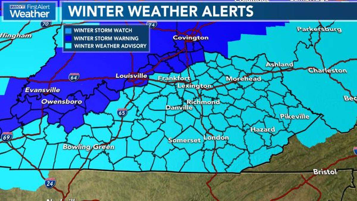 All of Kentucky is under a winter storm advisory or warning.