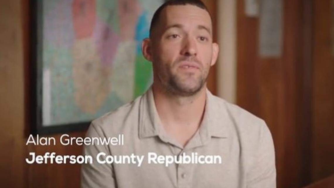 A screenshot from the most recent Beshear campaign television advertisement.