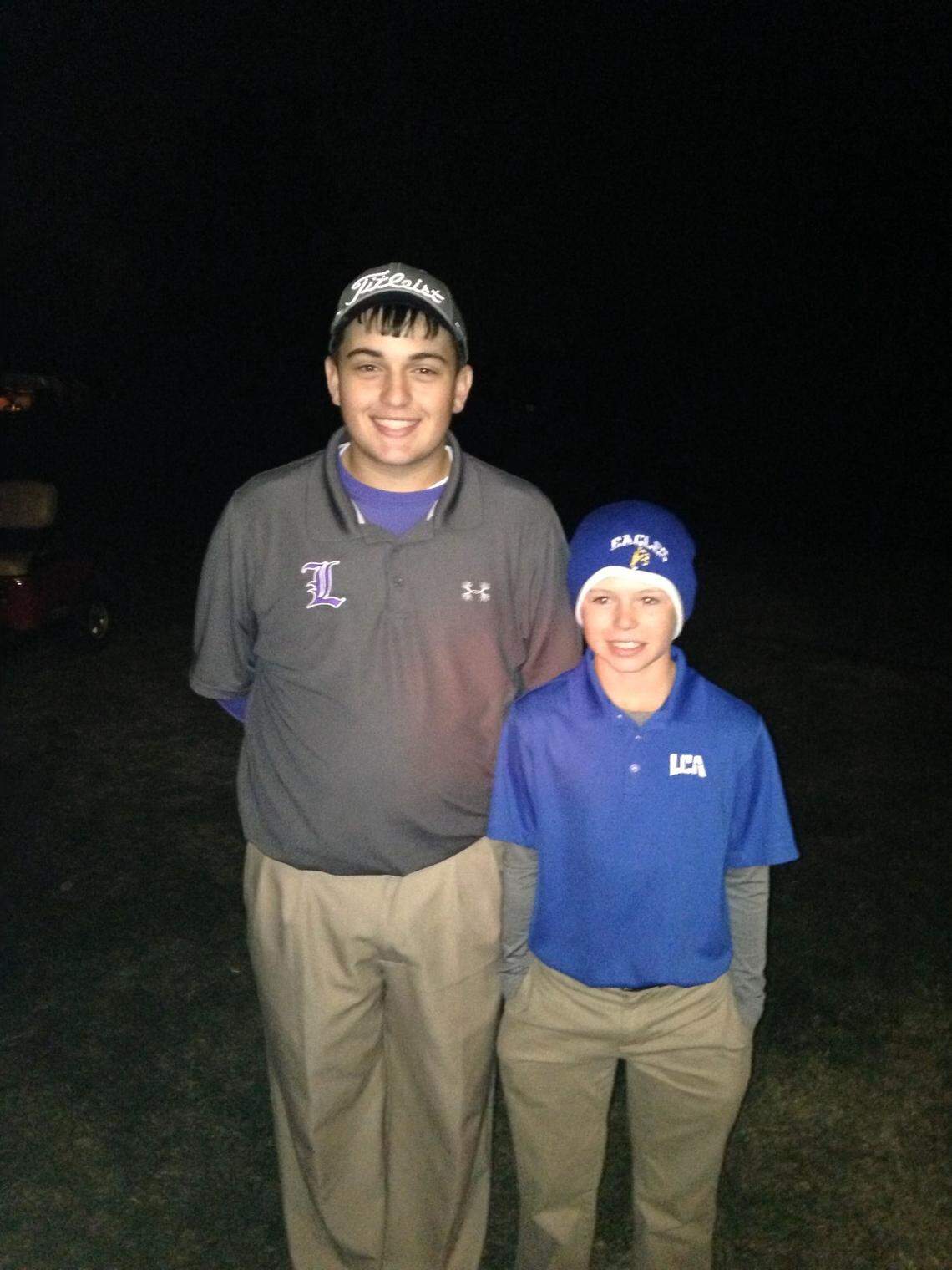 Former Kentucky golfer Cullan Brown, left, with current UK golfer Jansen Preston at the 2013 Kentucky Middle School State Championship. Brown died in 2020, and Preston is a redshirt senior on this season’s Kentucky team.