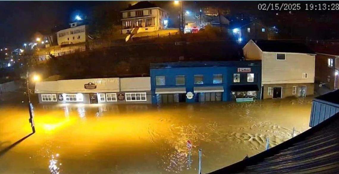 Triangle Park located in Hazard, Kentucky, saw heavy rainfall and flooding Saturday night.
