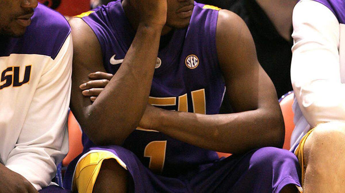 LSU's Anthony Hickey (1) looks on in the final seconds of the game as Boise State defeats them in an NCAA college basketball game on Friday, Dec. 14, 2012 in Boise, Idaho. BSU won 89-70.