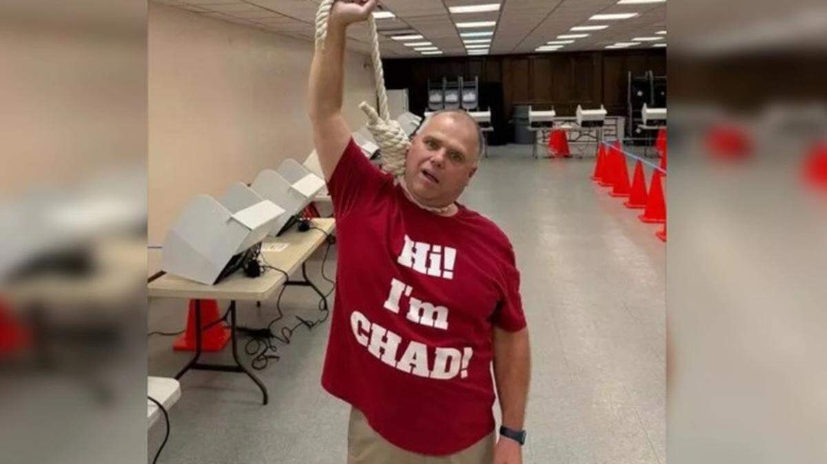 Laurel County Clerk Tony Brown issued an apology Thursday for dressing up as a “hanging Chad” on the first day of no-excuse in-person voting in Kentucky, which also intersected with Halloween.