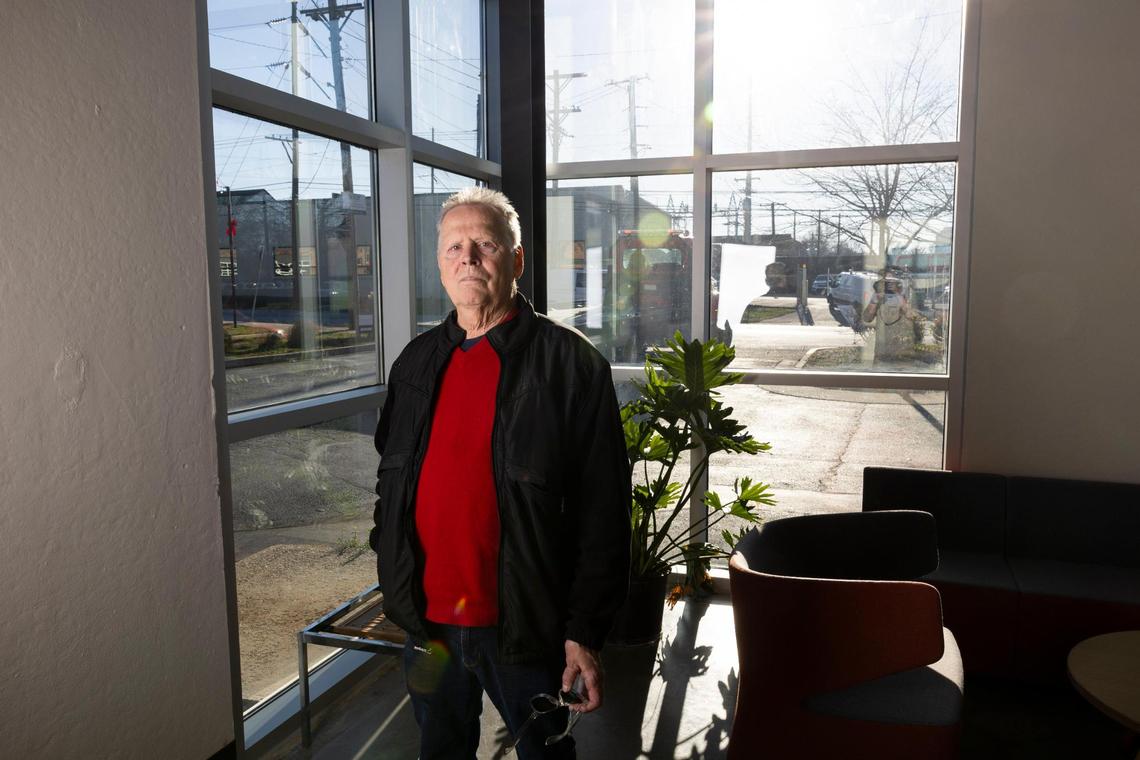 Bob Morgan, a Lexington native, artist, and gay activist poses for a portrait at the Herald-Leader office in Lexington Wednesday, December 19, 2023. Morgan was around when Narco was at its height and he attended some film showings at the facility.