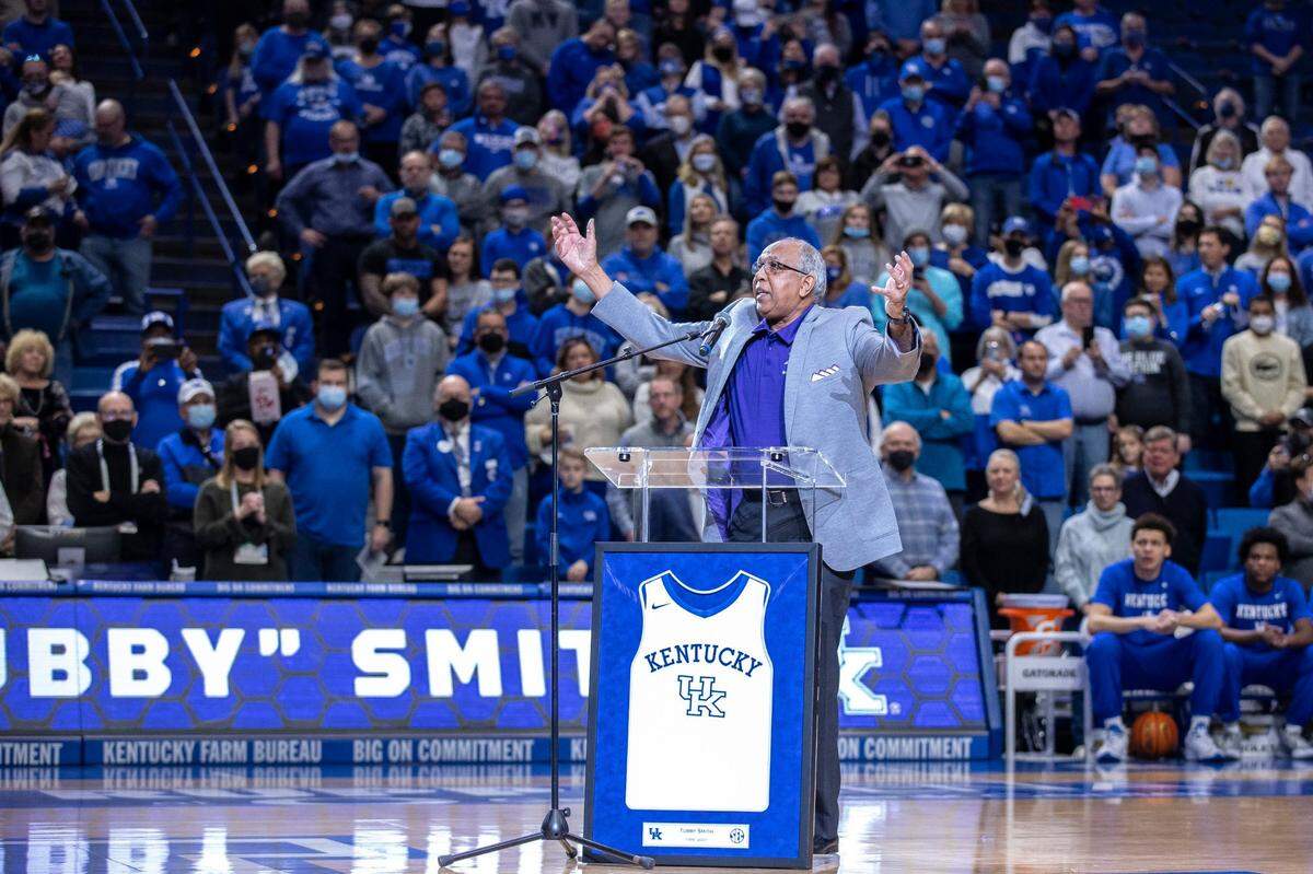 Tubby Smith, former University of Kentucky head men’s basketball coach, was honored with a retired jersey in Rupp Arena before his current team, High Point, faced the Wildcats on New Year’s Eve.