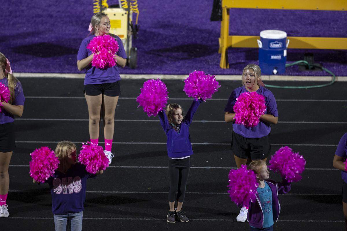 Somerset cheerleaders perform during a game against Danville.