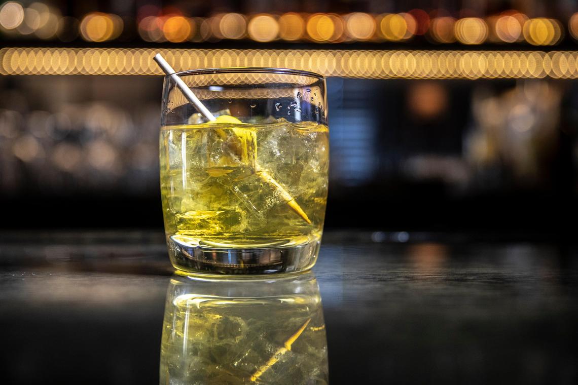 The Vanilla Old Fashioned at Distilled, in The Sire hotel, 120 West Second St., is made with Bulleit Rye, Pierre Ferrand Ambre, Vanille de Madagascar, Regan’s Orange Bitters and a lemon peel.