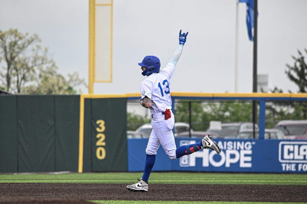 Lexington Legends catcher Jerry Huntzinger runs the bases after hitting a home run on April 30, 2025.