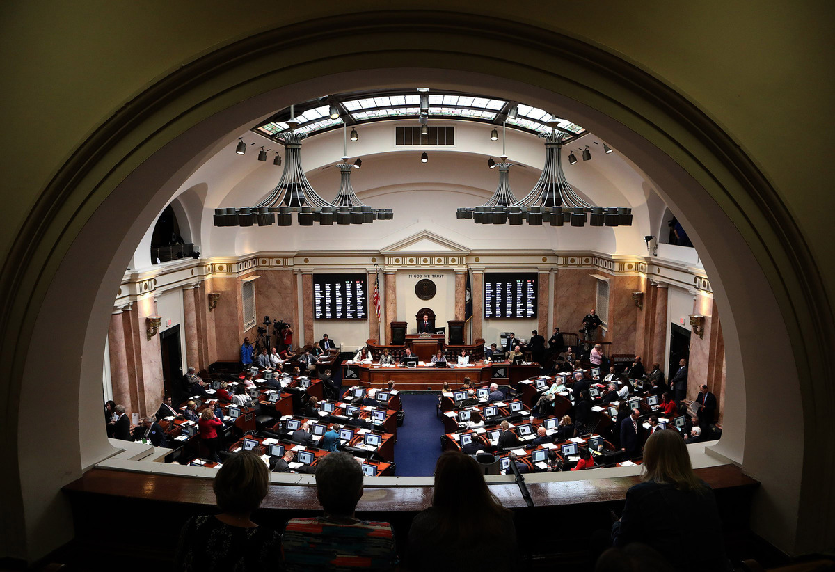 The Kentucky House chamber on the final day of the 2019 General Assembly in Frankfort.