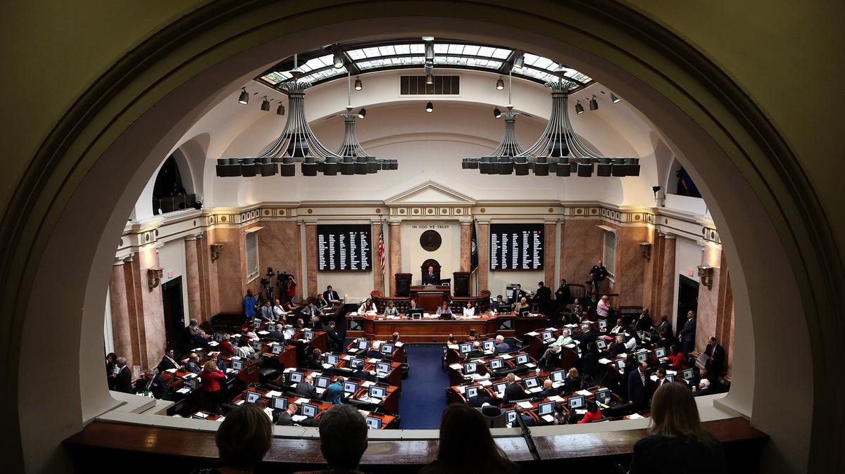 The Kentucky House chamber on the final day of the 2019 General Assembly in Frankfort.