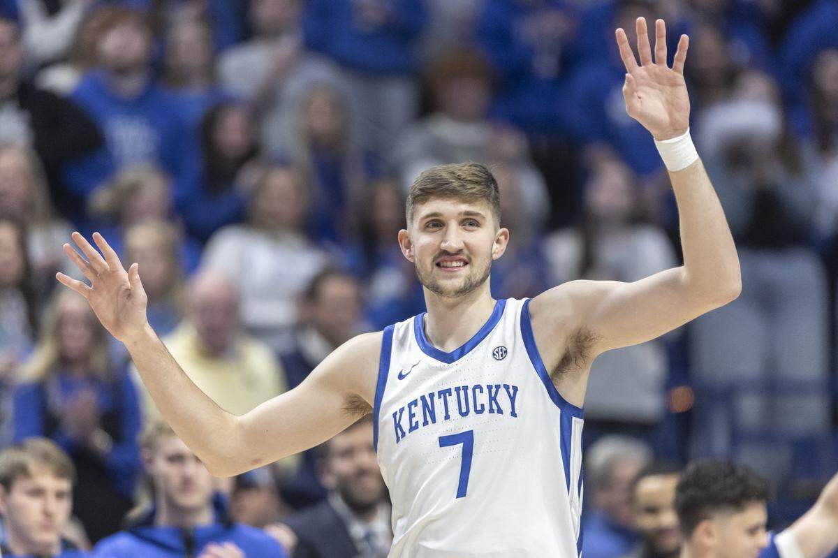 Kentucky forward Andrew Carr is introduced during Senior Night before a game against the LSU Tigers at Rupp Arena on March 4.