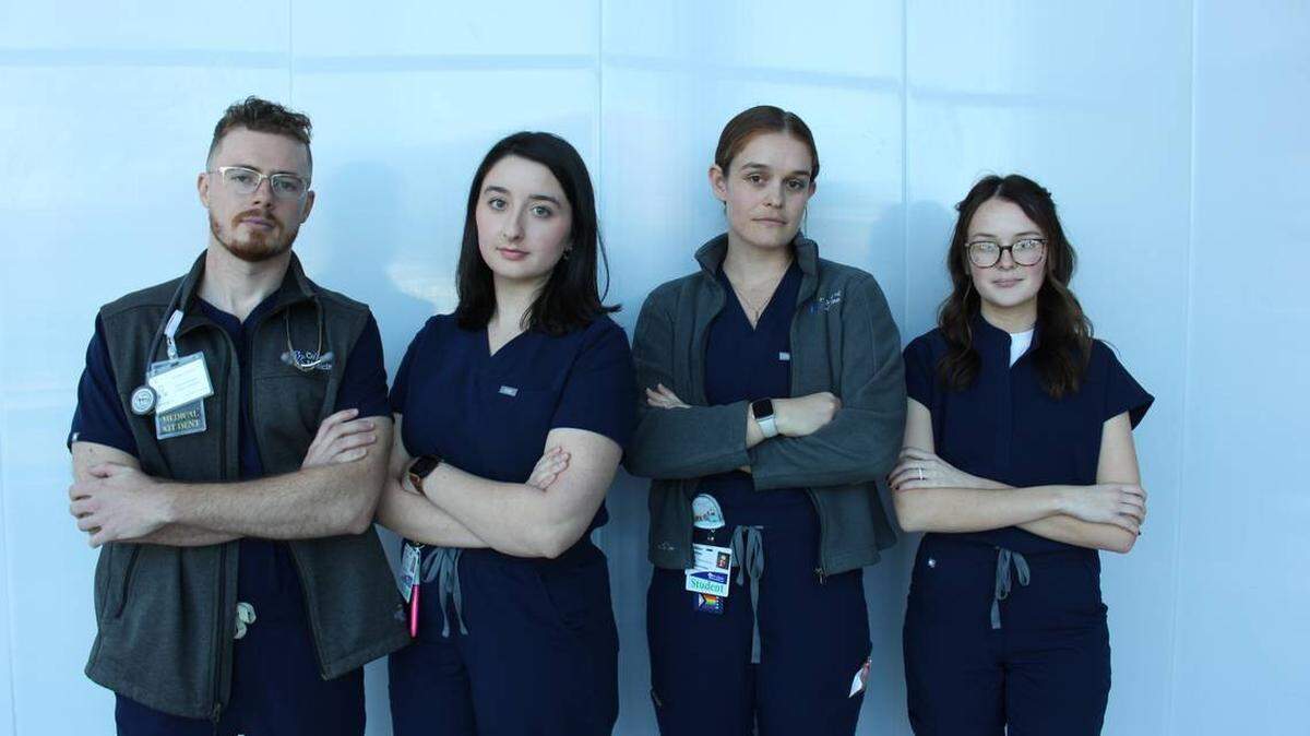 From left, Bradley Firchow, Amber Schifano, Madison Meister, Alison Marcum are members of UK’s Rural Physician Leadership Program, based in Morehead. Together, they founded the Caring for Appalachians Through Service Clinic, or CATS Clinic, this year in partnership with Gateway Homeless Coalition in Morehead.