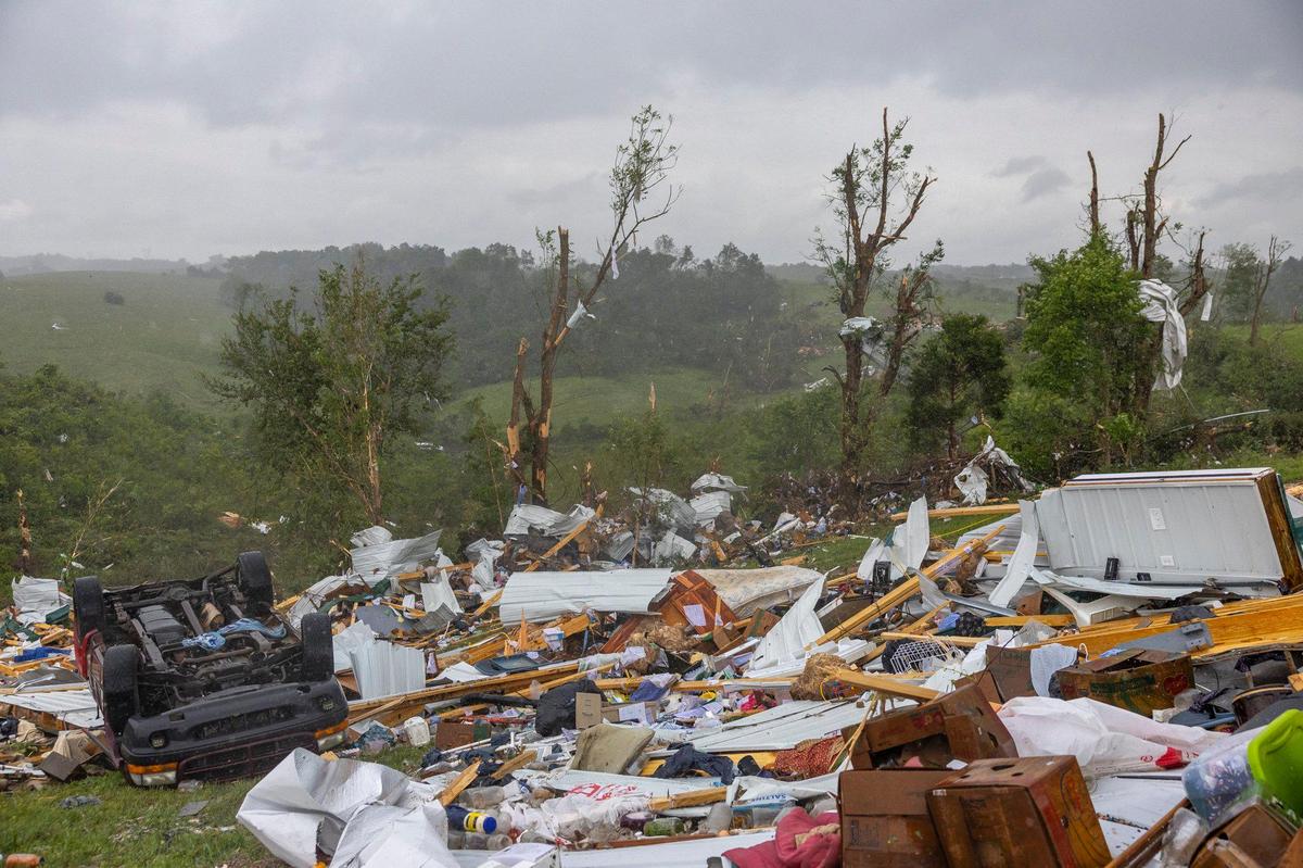 A home near Coyle Lane in Washington County, Ky., was destroyed by a storm Friday, May 30, 2025.