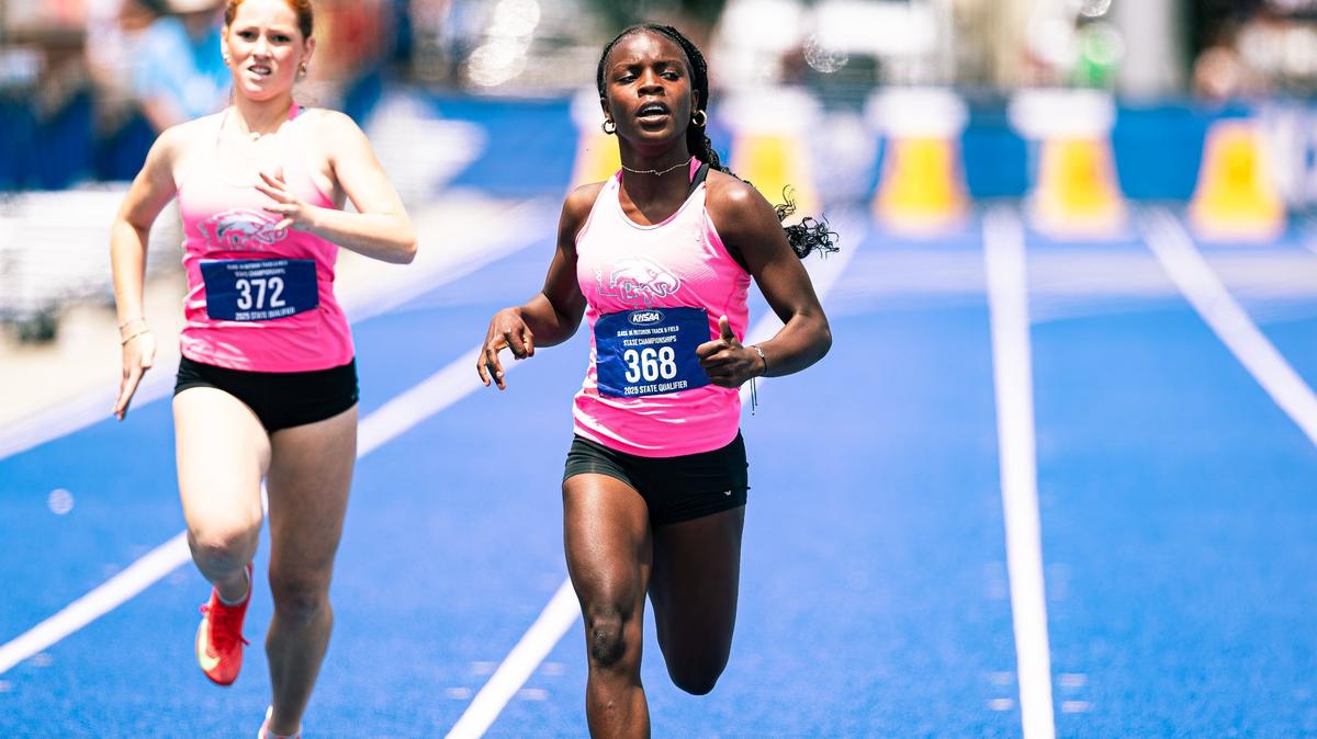 Mahari Crump (No. 368) gave Lexington Christian its first-ever state championship in the girls 100 meters on Thursday and also was part of two winning relays for the Eagles. “We went from a distance team to a team,” coach Tom Stickel said of LCA’s growth in the sprint events. “We’re well-rounded now.”