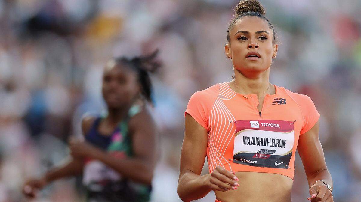 Sydney McLaughlin-Levrone competes in the women’s 400 meters at the U.S. outdoor championships at Hayward Field in Eugene, Oregon, on July 7.