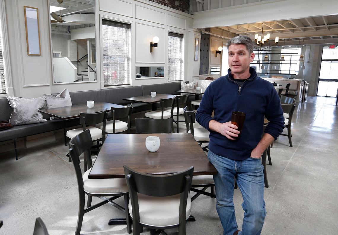 Chef Cole Arimes at Epping’s, which also has a parent-friendly section called Poppy and Olive as well as an open bar area.