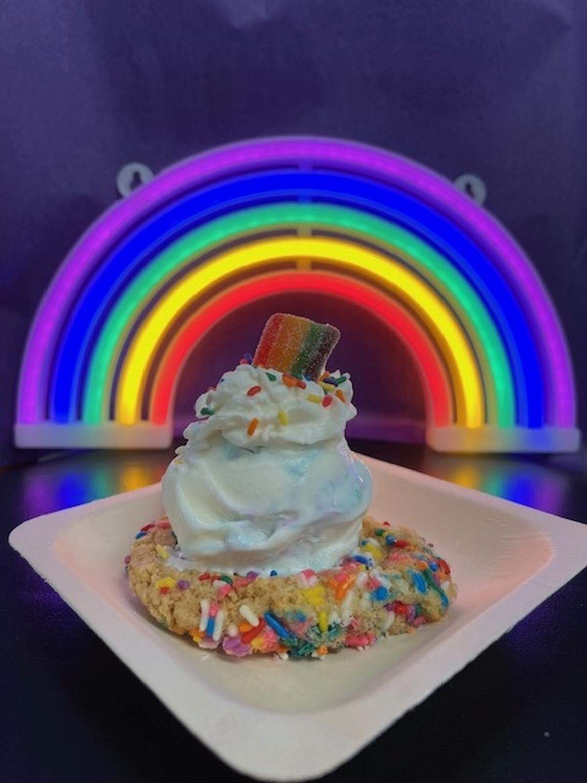 Crank & Boom will feature a “Big Gay Sundae” during Pride Restaurant Week, made of a scoop of their “Love is Love” ice cream with whipped cream, rainbow sprinkles and a rainbow gummy served on top of a rainbow cookie.
