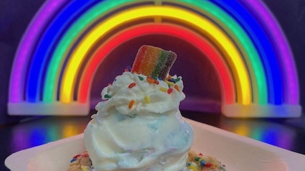 Crank & Boom will feature a “Big Gay Sundae” during Pride Restaurant Week, made of a scoop of their “Love is Love” ice cream with whipped cream, rainbow sprinkles and a rainbow gummy served on top of a rainbow cookie.