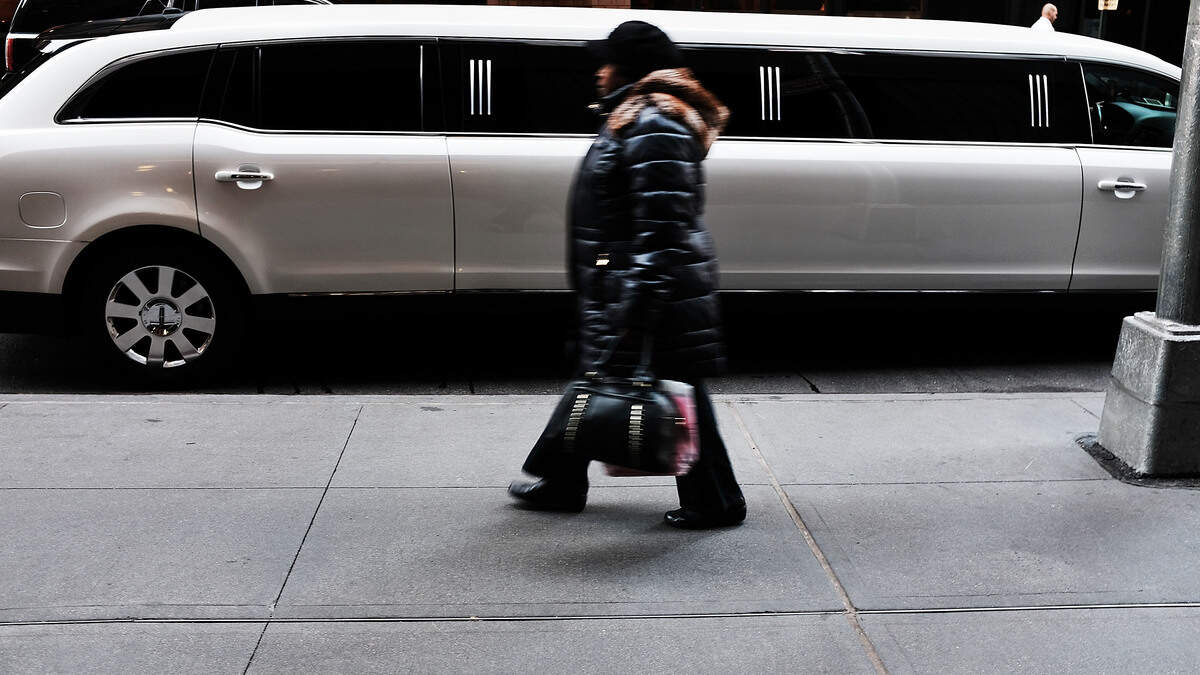 A limousine sits parked along a Manhattan street on November 30, 2017, in New York City.