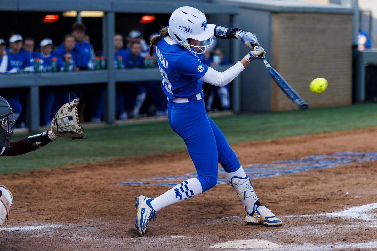 Kentucky’s Emory Donaldson bats against Northwestern during an NCAA Tournament game in Clemson, South Carolina, on Friday.