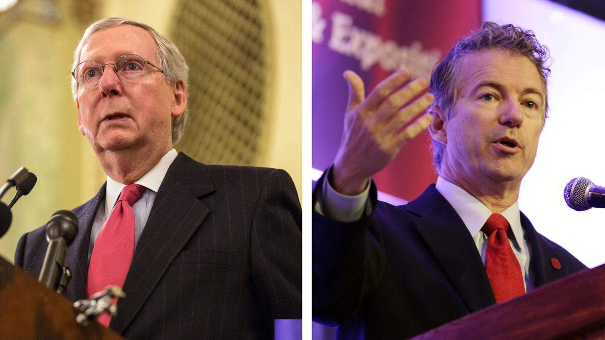 Kentucky senators Mitch McConnell, left, and Rand Paul.