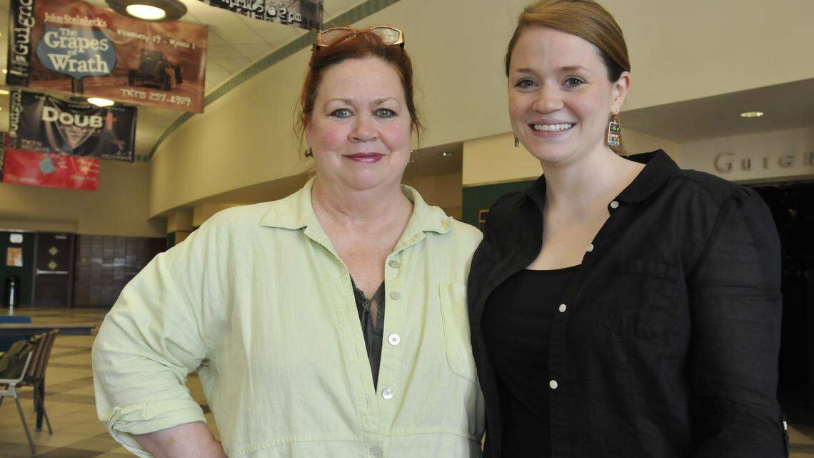 Trish Clark, left, and her daughter Ellie Clark star as Mrs. Bennet and her daughter  Elizabeth in SummerFest's production of Pride and Prejudice, which opens Wednesday.   