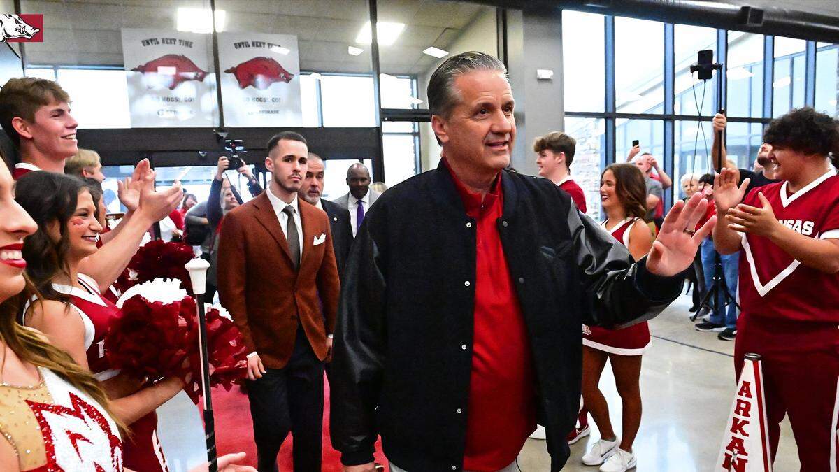Former Kentucky coach John Calipari was introduced as the new head coach at Arkansas on Wednesday in Fayetteville, Ark.