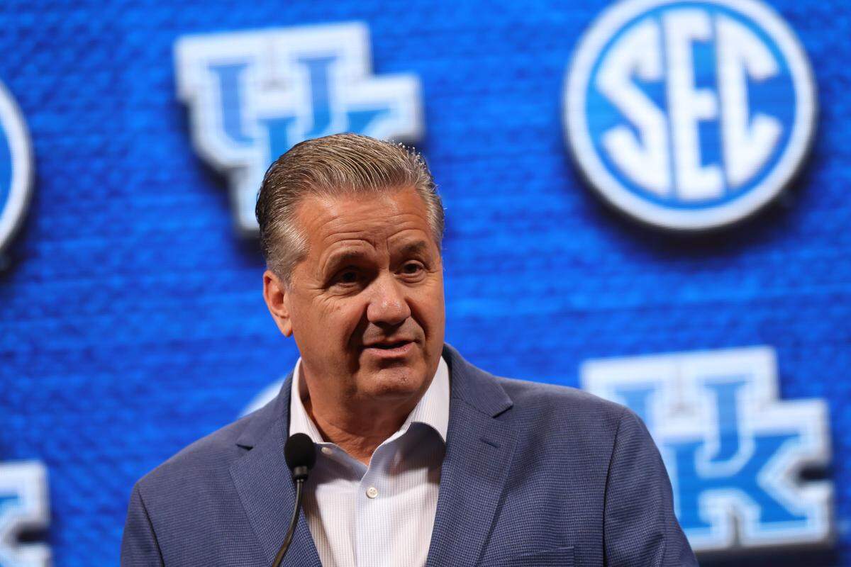 John Calipari took questions from reporters at SEC basketball media day Wednesday in Birmingham, Ala.