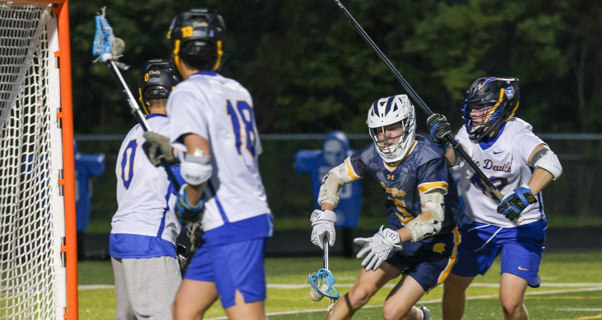Sayre’s Will Moore (5) took the ball toward the goal between Henry Clay defenders during their game at Henry Clay High on Wednesday.