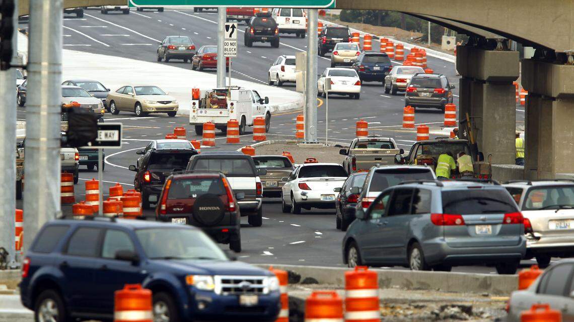 Motorists navigated through the new double-crossover diamond interchange on Harrodsburg and New Circle roads for the first time during Monday's morning rush hour.   