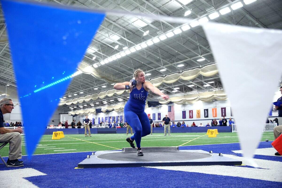Kentucky’s Nicole Fautsch placed second in the shot put during this year’s Rod McCravy Memorial Track and Field Invitational at Nutter Field House in Lexington. UK was able to complete most of its indoor track and field season before the pandemic but the outdoor campaign was called off. Fautsch will return for a second go at her senior season in 2021.